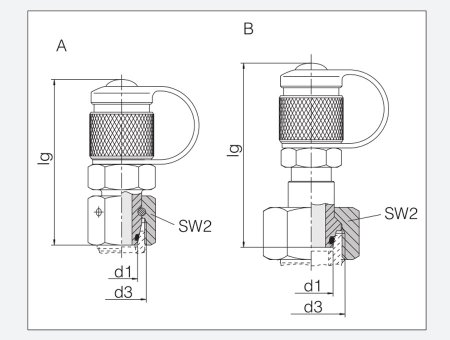 測壓接頭，  24°密封錐管接頭
